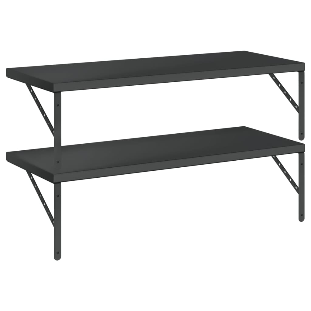 Wall Shelves 2 pcs 100x40 cm Black Stainless Steel