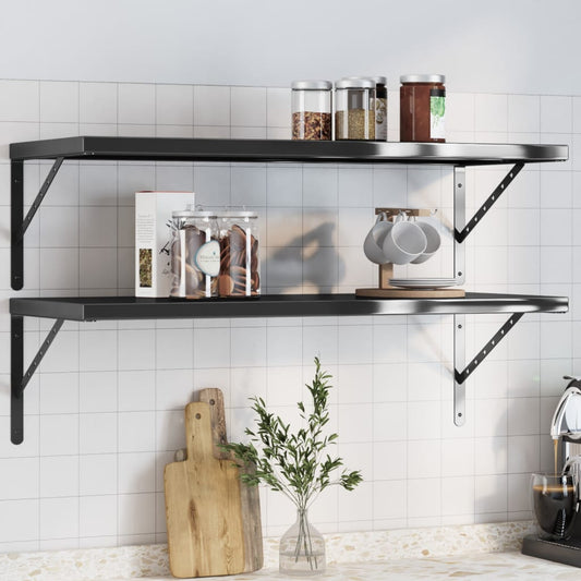 Wall Shelves 2 pcs 100x40 cm Black Stainless Steel