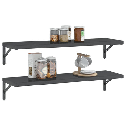 Wall Shelves 2 pcs 100x30 cm Black Stainless Steel