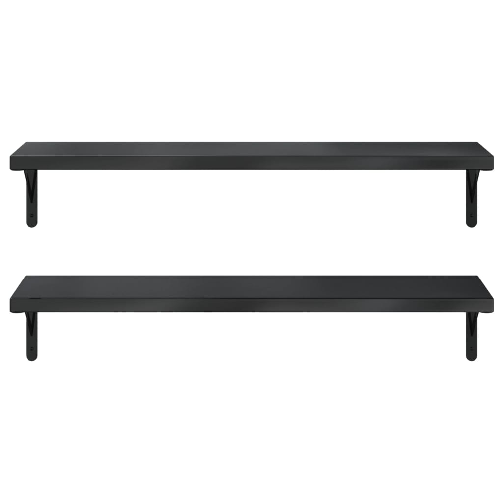 Wall Shelves 2 pcs 100x30 cm Black Stainless Steel