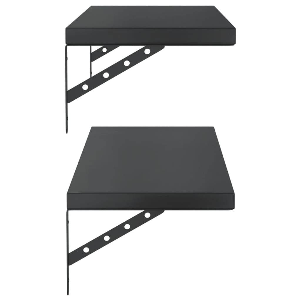 Wall Shelves 2 pcs 100x30 cm Black Stainless Steel