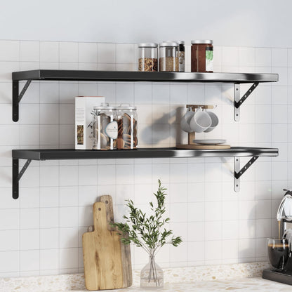 Wall Shelves 2 pcs 100x30 cm Black Stainless Steel