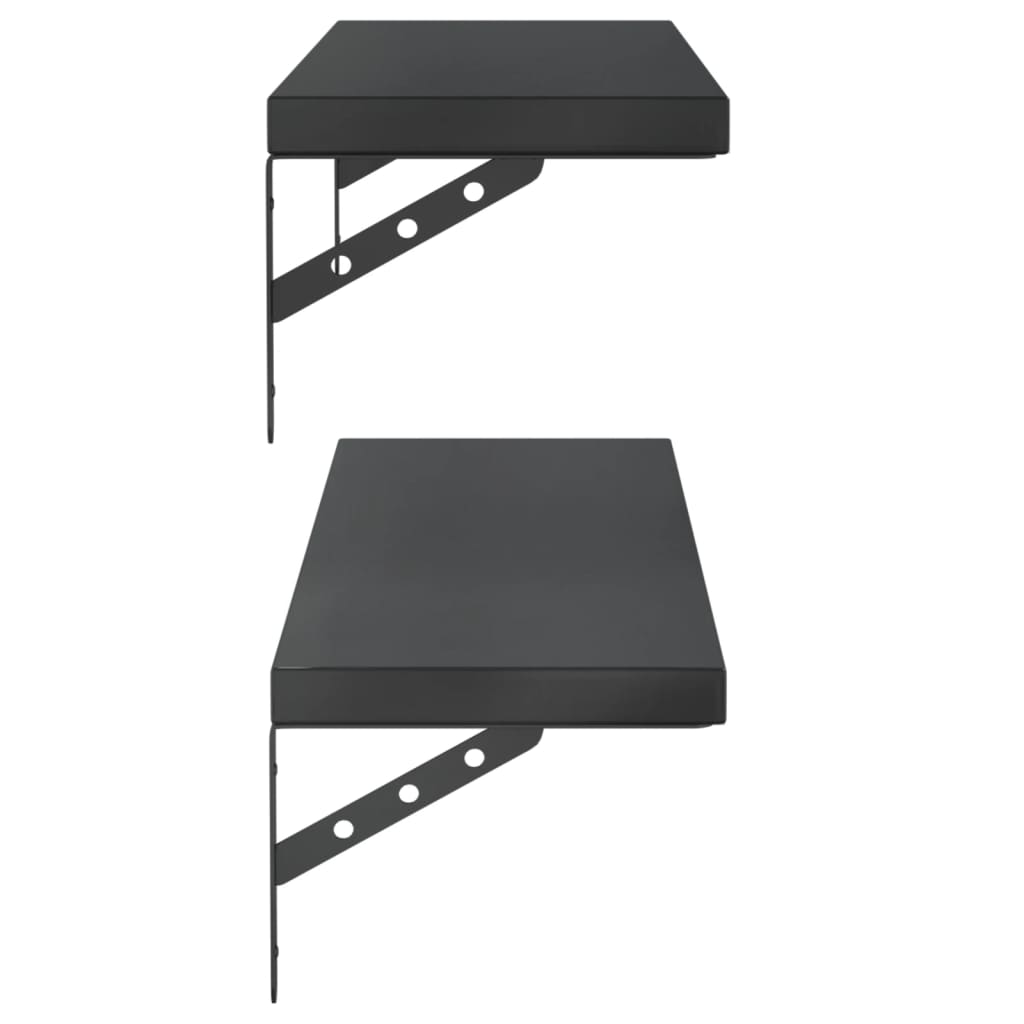 Wall Shelves 2 pcs 100x23.5 cm Black Stainless Steel