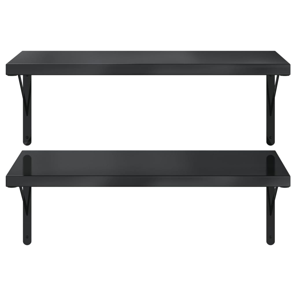 Wall Shelves 2 pcs 75x40 cm Black Stainless Steel