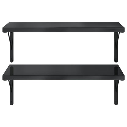 Wall Shelves 2 pcs 75x40 cm Black Stainless Steel