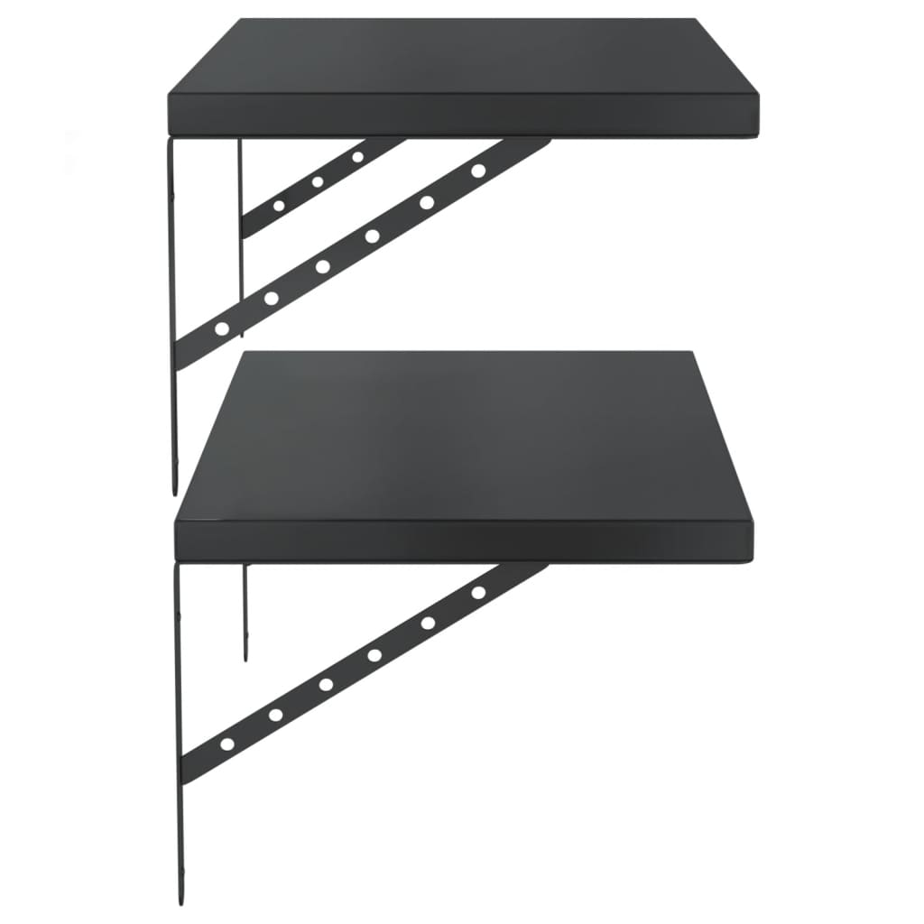 Wall Shelves 2 pcs 75x40 cm Black Stainless Steel