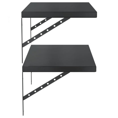 Wall Shelves 2 pcs 75x40 cm Black Stainless Steel