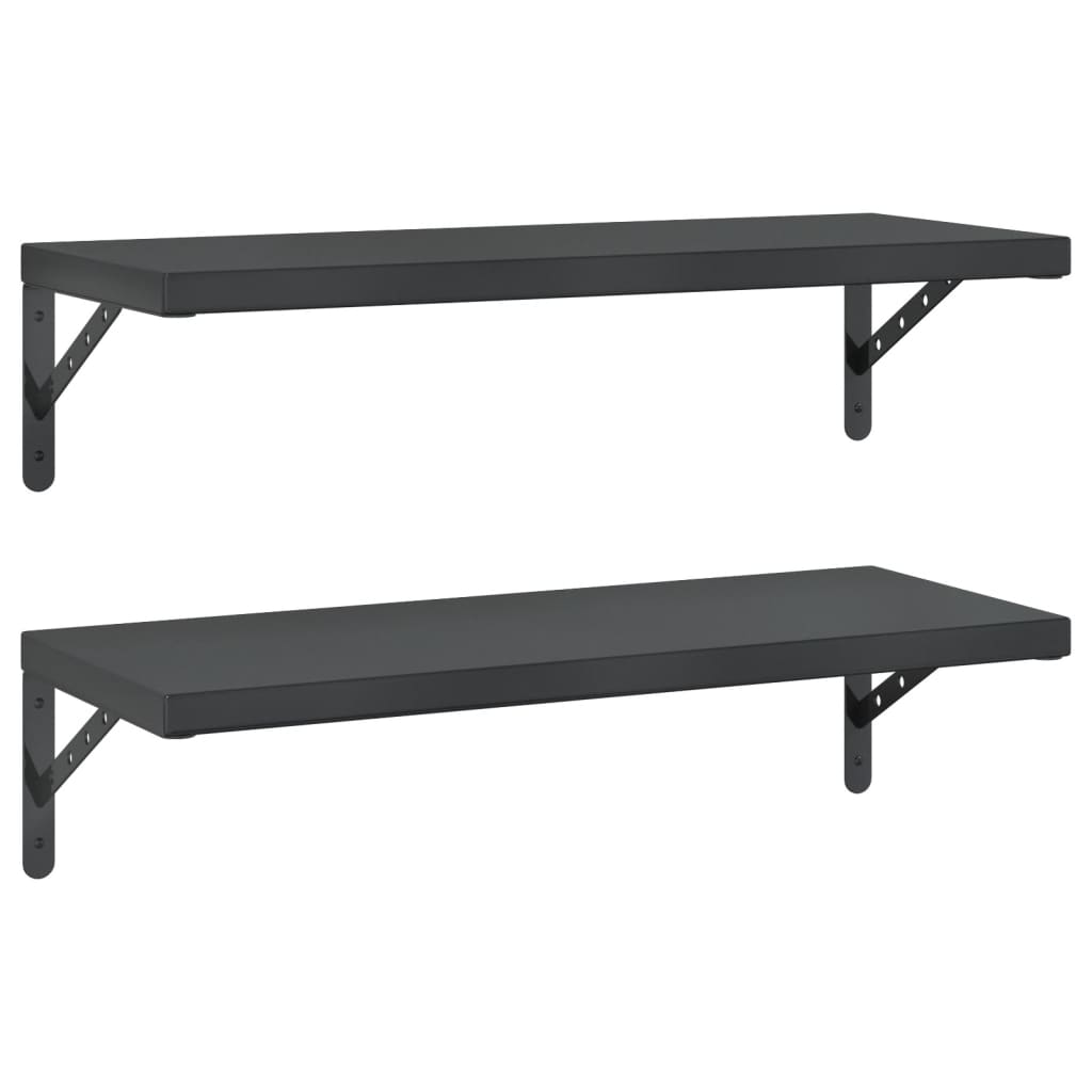 Wall Shelves 2 pcs 75x30 cm Black Stainless Steel