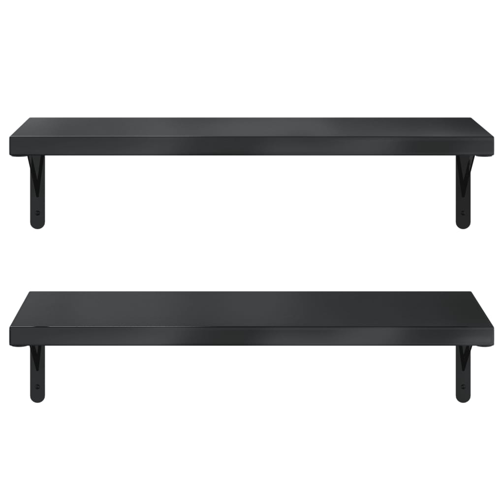 Wall Shelves 2 pcs 75x30 cm Black Stainless Steel