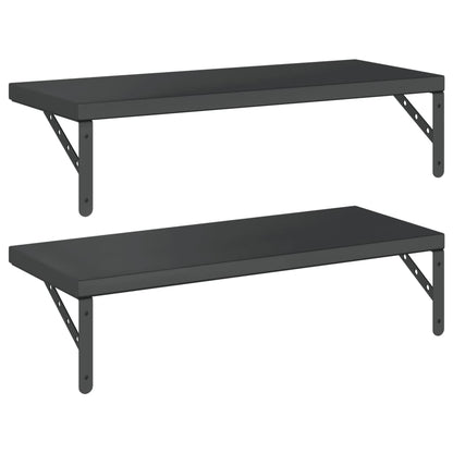 Wall Shelves 2 pcs 75x30 cm Black Stainless Steel