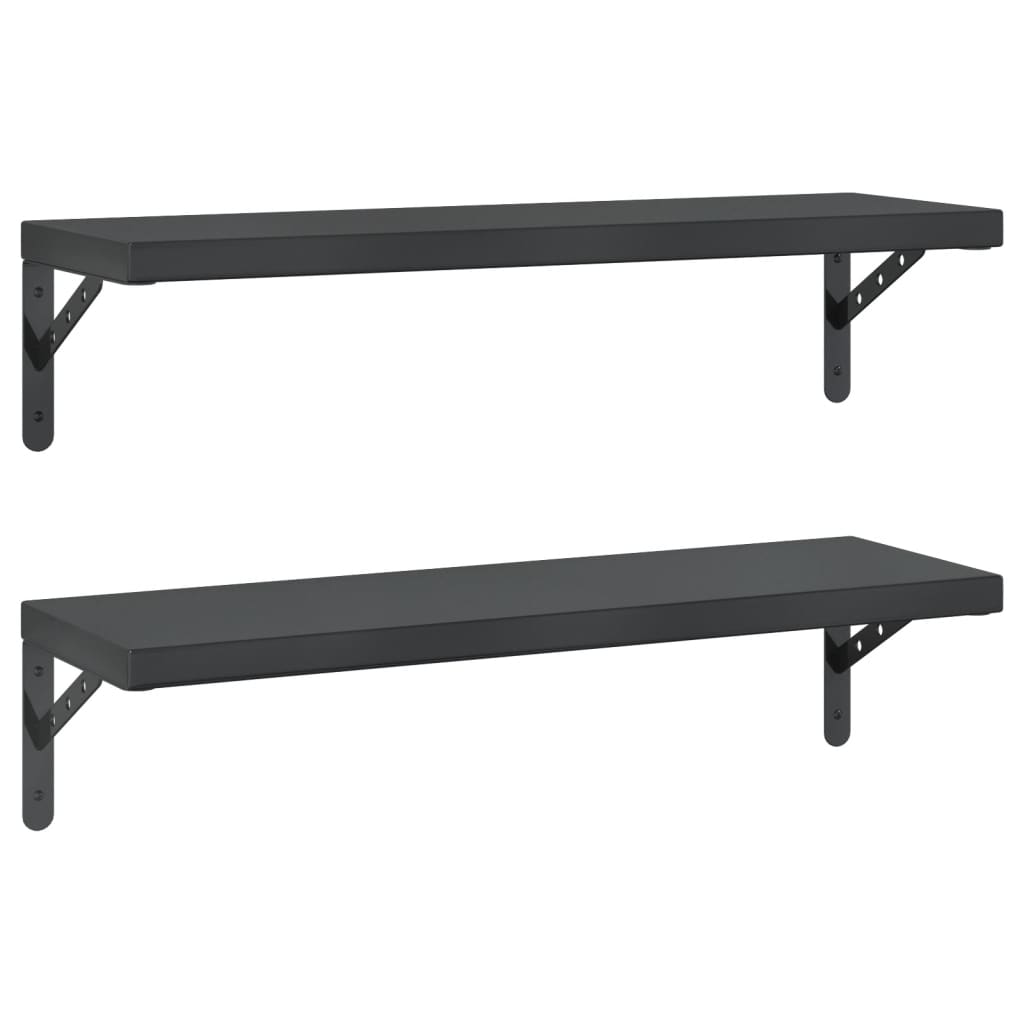 Wall Shelves 2 pcs 75x23.5 cm Black Stainless Steel