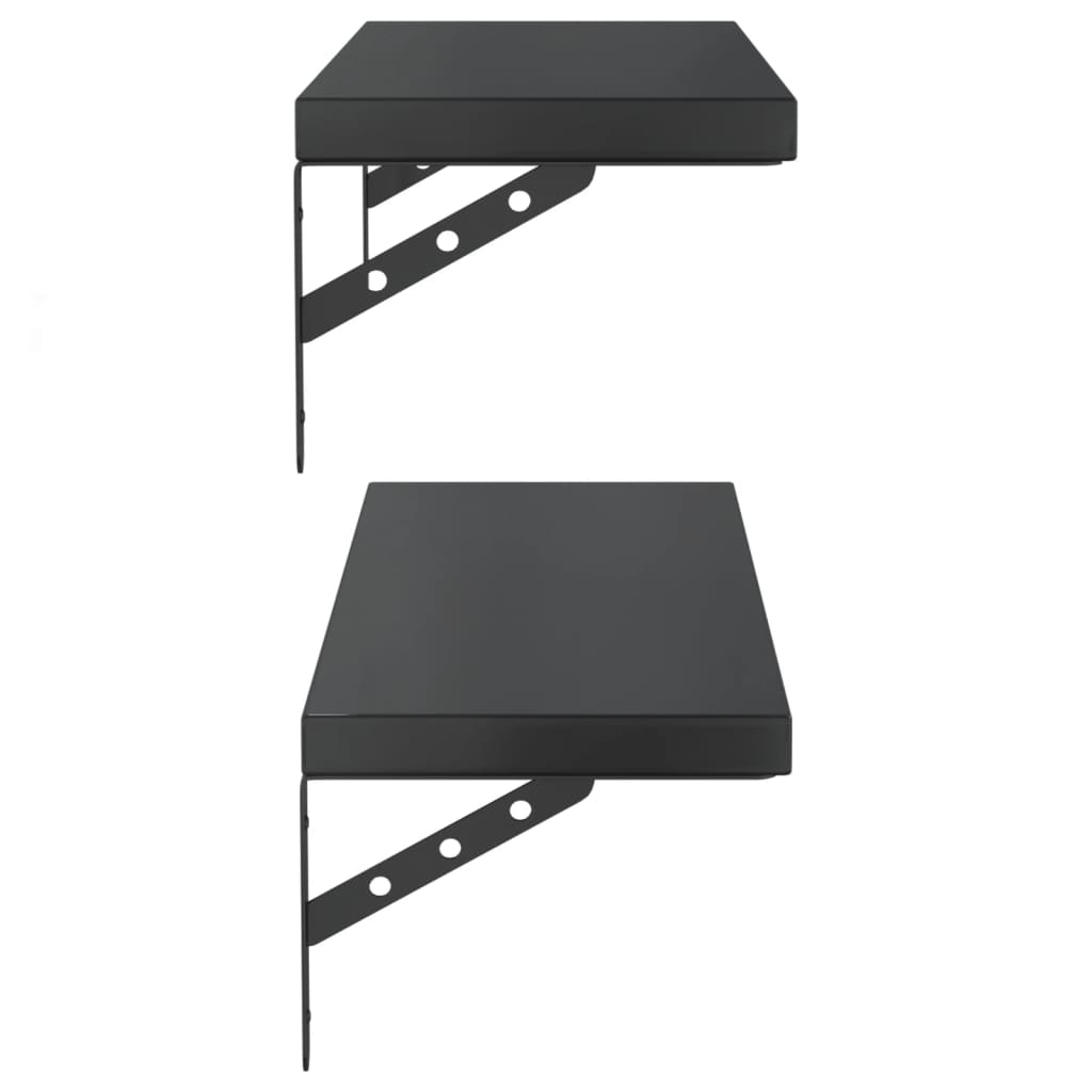 Wall Shelves 2 pcs 75x23.5 cm Black Stainless Steel