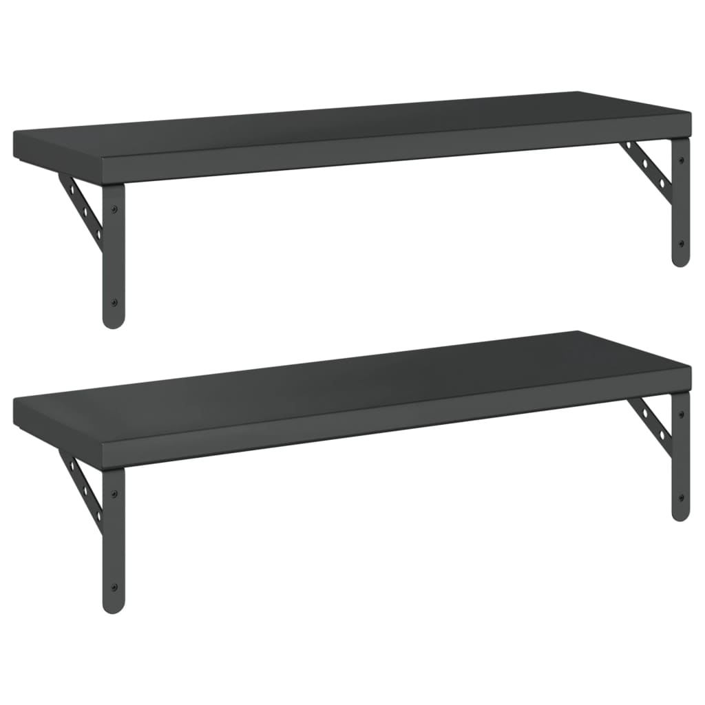 Wall Shelves 2 pcs 75x23.5 cm Black Stainless Steel