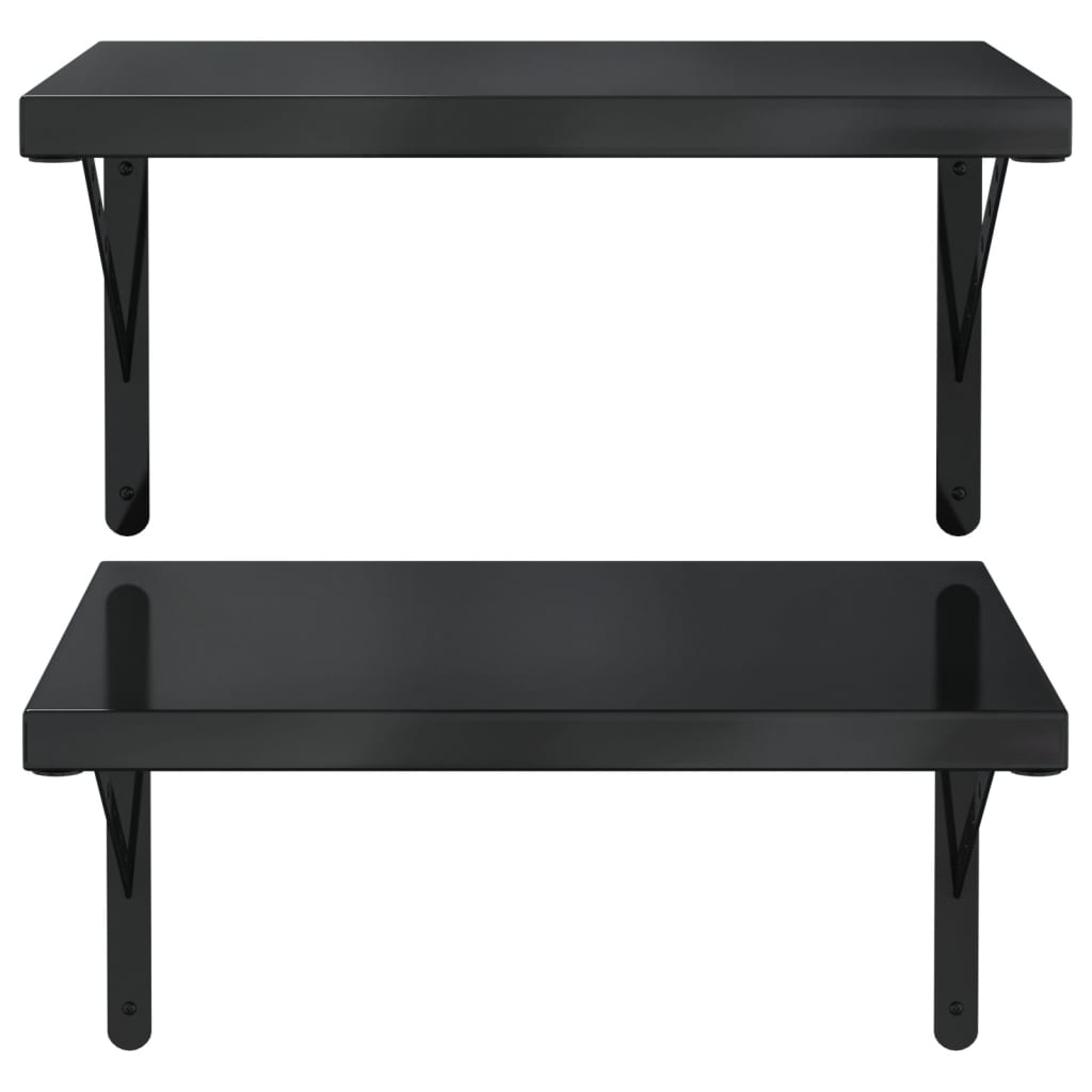 Wall Shelves 2 pcs 50x40 cm Black Stainless Steel