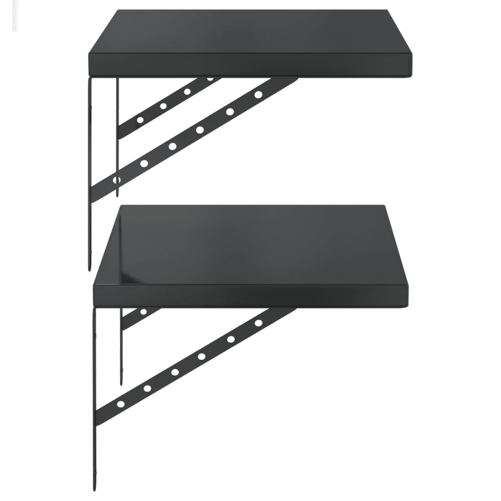 Wall Shelves 2 pcs 50x40 cm Black Stainless Steel