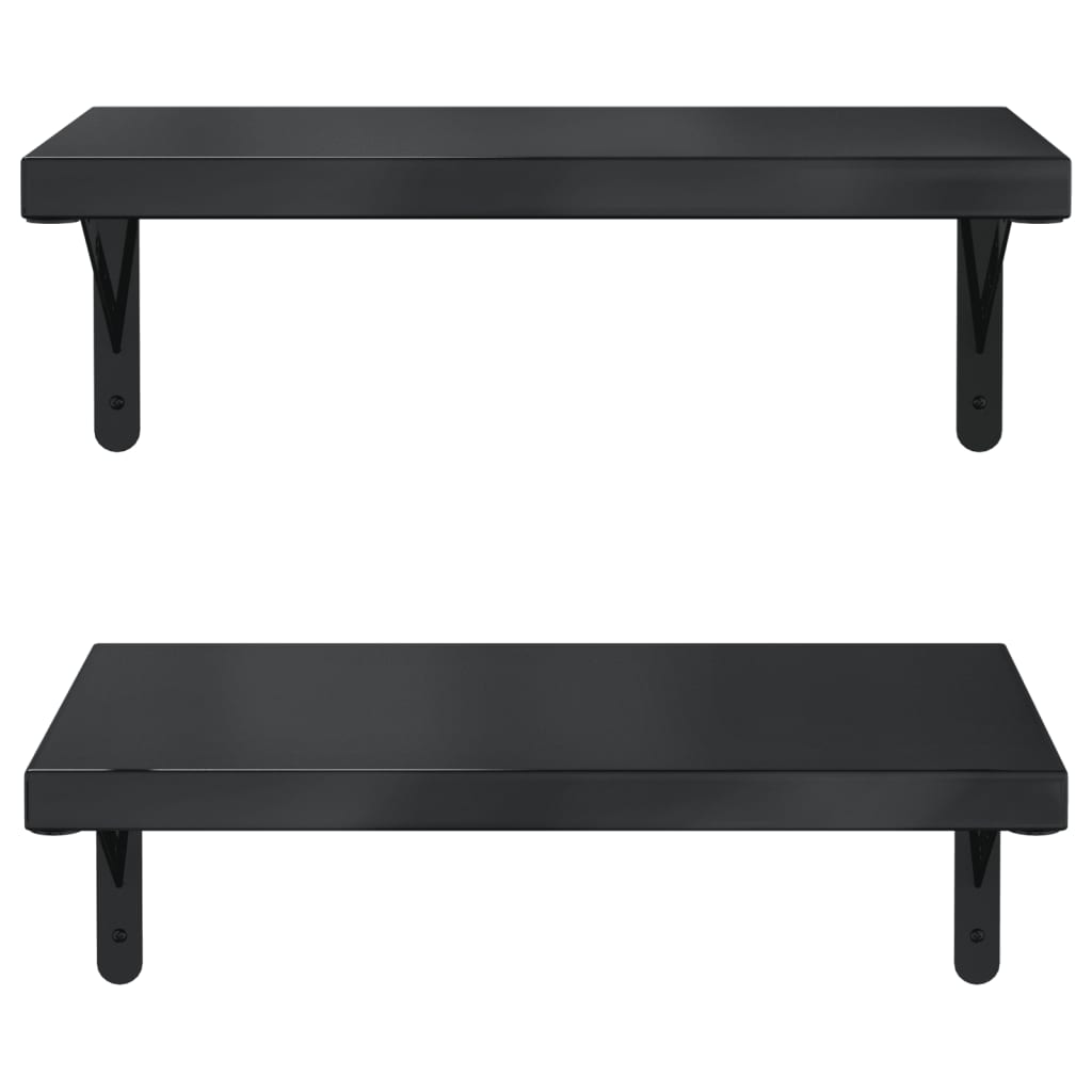 Wall Shelves 2 pcs 50x30 cm Black Stainless Steel