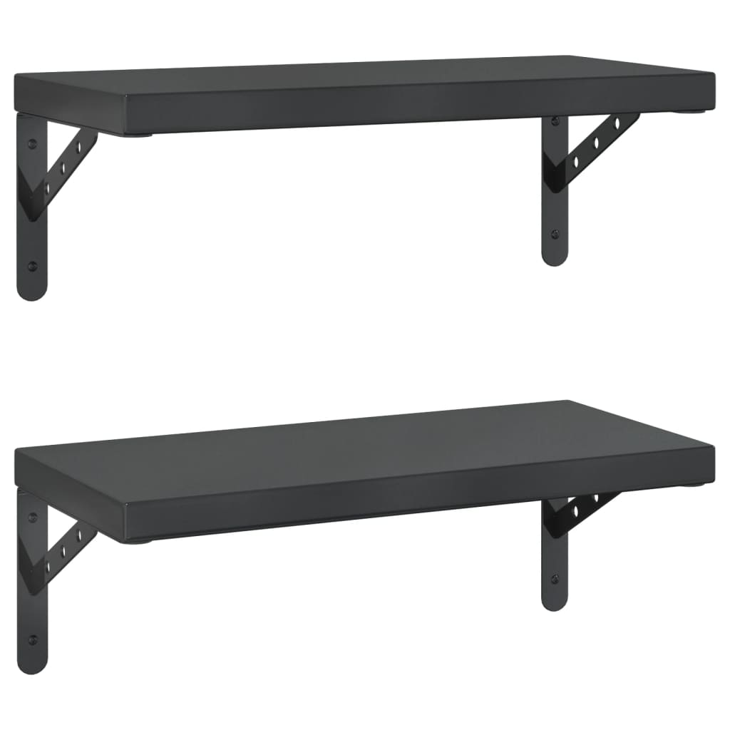 Wall Shelves 2 pcs 50x23.5 cm Black Stainless Steel