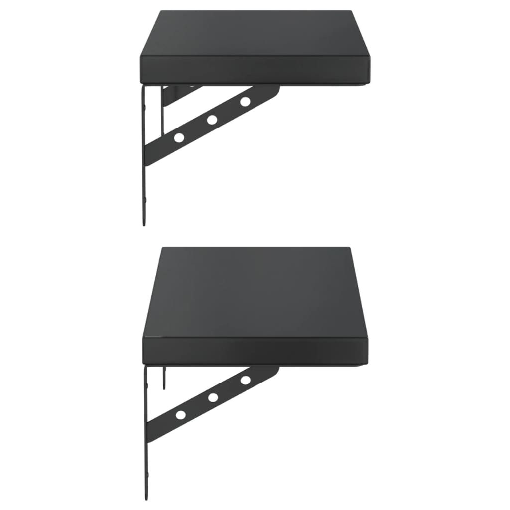 Wall Shelves 2 pcs 50x23.5 cm Black Stainless Steel