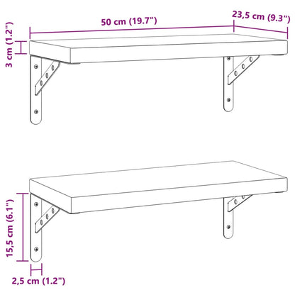 Wall Shelves 2 pcs 50x23.5 cm Black Stainless Steel