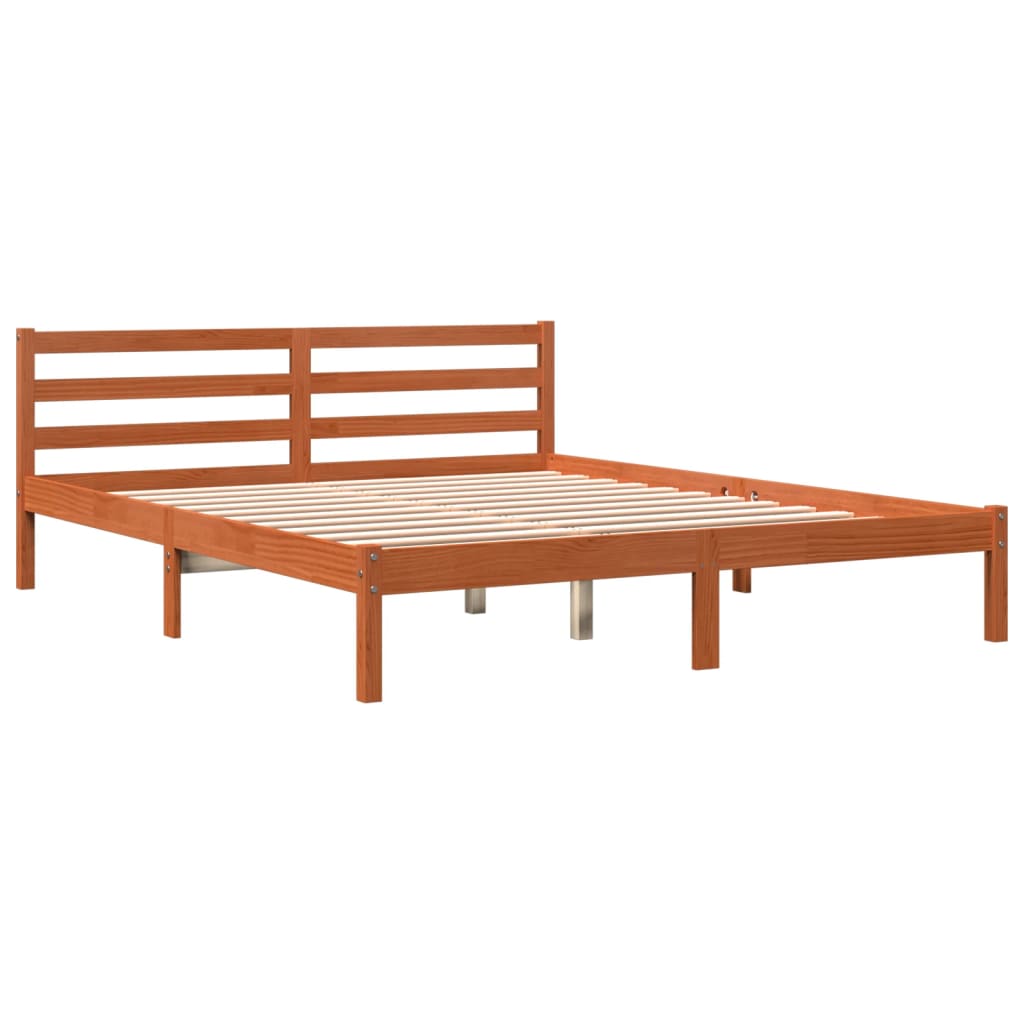 Bed Frame Wax Brown 160x200 cm Solid Wood Pine