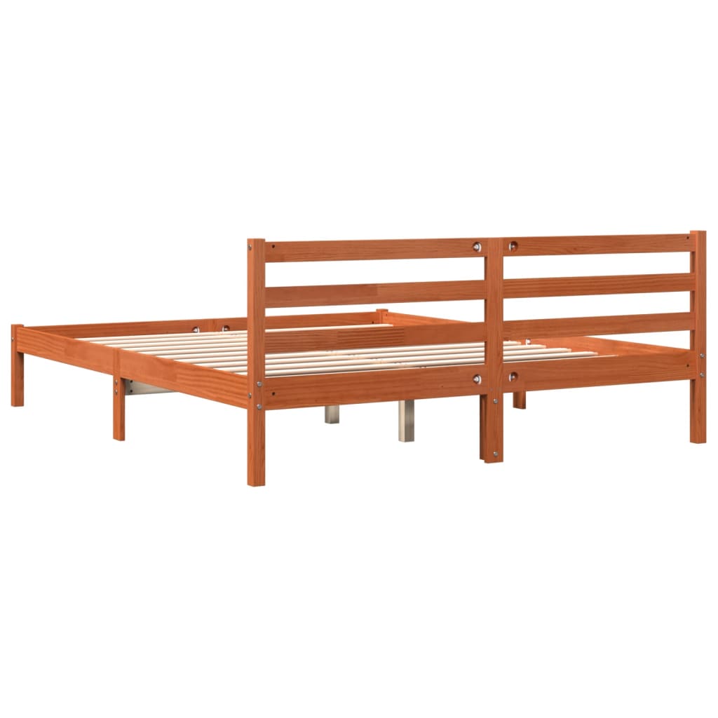 Bed Frame Wax Brown 160x200 cm Solid Wood Pine