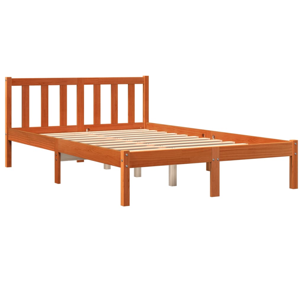 Bed Frame Wax Brown 120x190 cm Small Double Solid Wood Pine