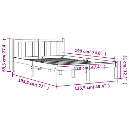 Bed Frame Wax Brown 120x190 cm Small Double Solid Wood Pine