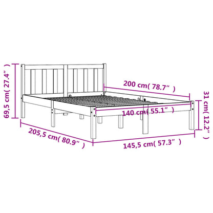 Bed Frame Wax Brown 140x200 cm Solid Wood Pine