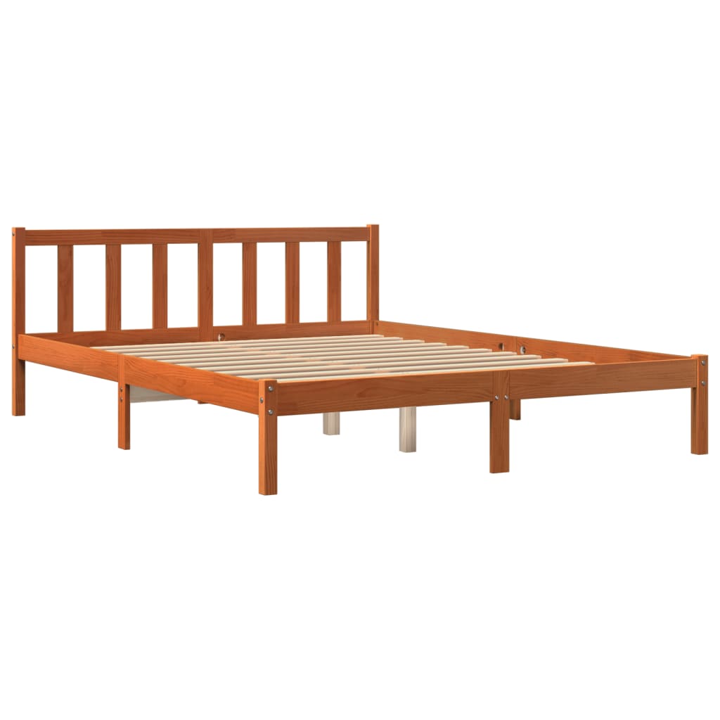 Bed Frame Wax Brown 150x200 cm King Size Solid Wood Pine