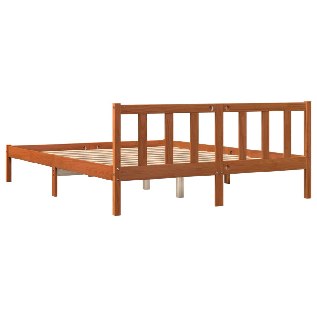 Bed Frame Wax Brown 150x200 cm King Size Solid Wood Pine