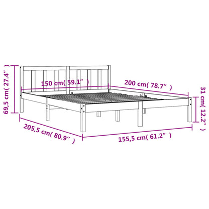 Bed Frame Wax Brown 150x200 cm King Size Solid Wood Pine