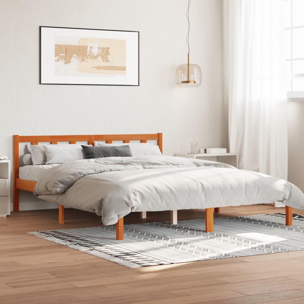 Bed Frame Wax Brown 160x200 cm Solid Wood Pine