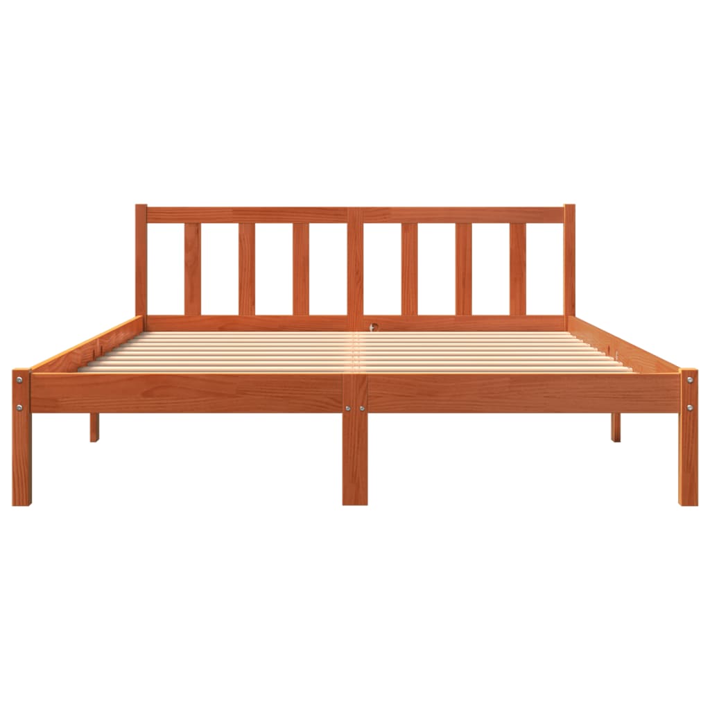 Bed Frame Wax Brown 160x200 cm Solid Wood Pine