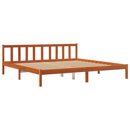 Bed Frame Wax Brown 200x200 cm Solid Wood Pine