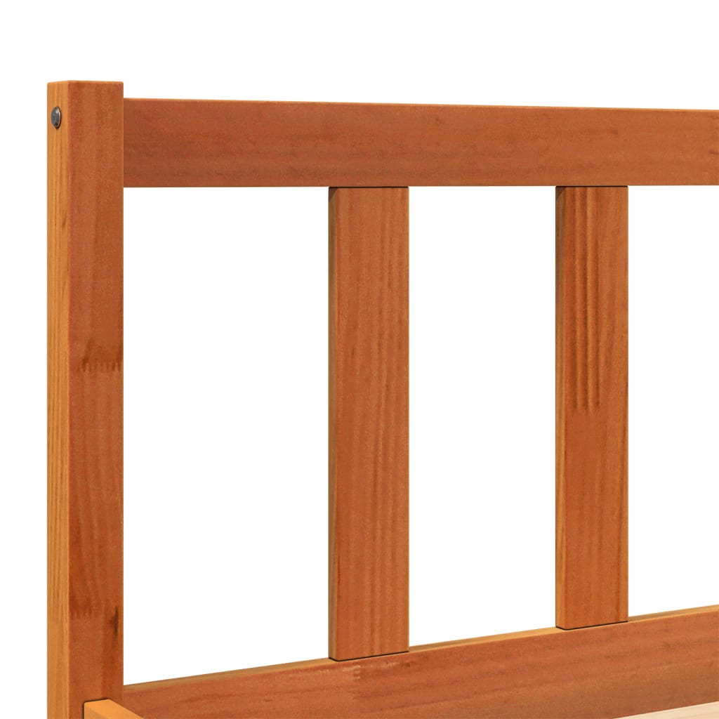 Bed Frame Wax Brown 200x200 cm Solid Wood Pine