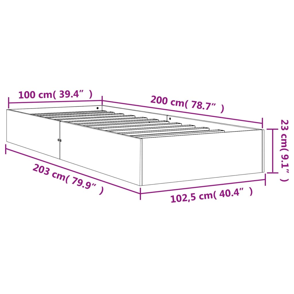 Bed Frame Wax Brown 100x200 cm Solid Wood Pine