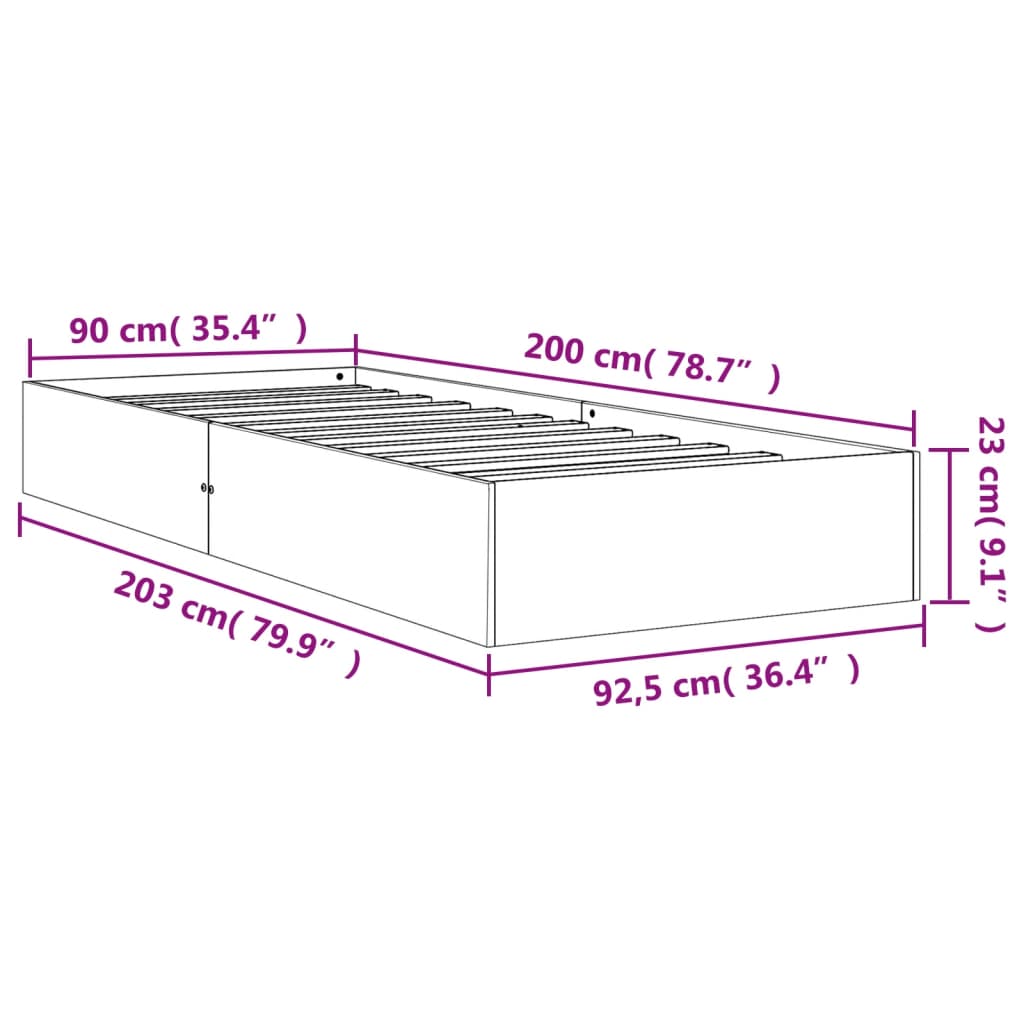 Bed Frame Wax Brown 90x200 cm Solid Wood Pine