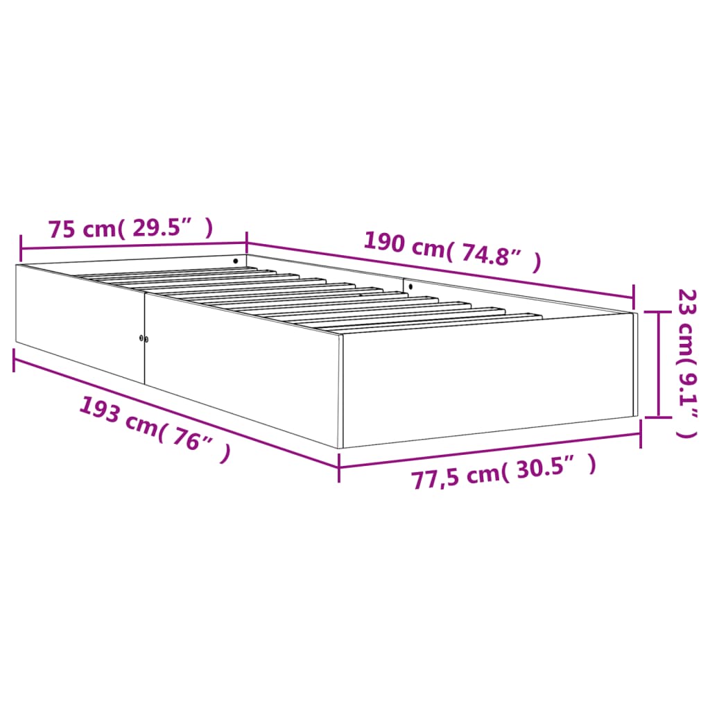 Bed Frame Wax Brown 75x190 cm Small Single Solid Wood Pine