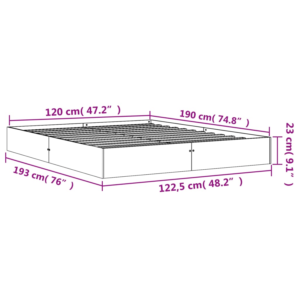 Bed Frame Wax Brown 120x190 cm Small Double Solid Wood Pine