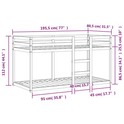 Bunk Bed Wax Brown 75x190 cm Solid Wood Pine