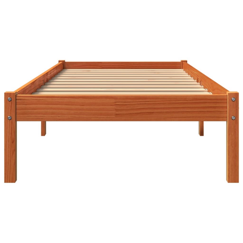 Bed Frame Wax Brown 90x190 cm Single Solid Wood Pine