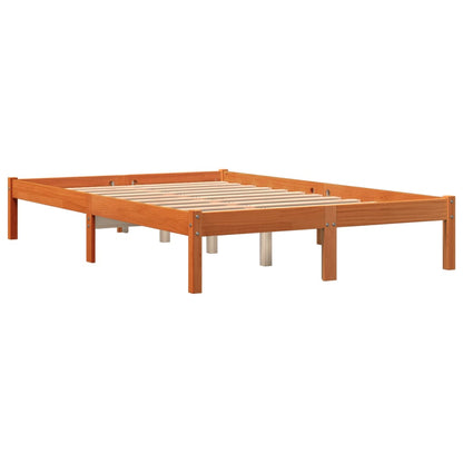 Bed Frame Wax Brown 140x190 cm Solid Wood Pine