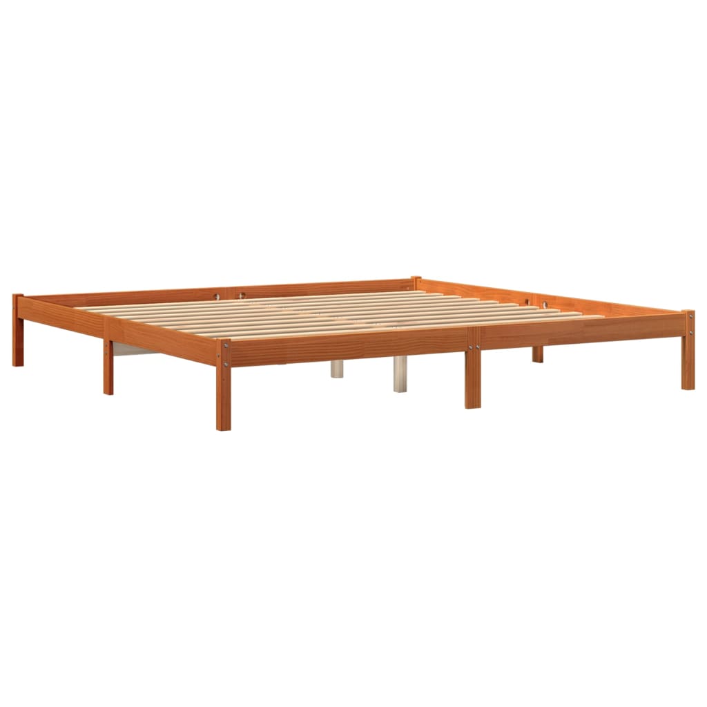 Bed Frame Wax Brown 180x200 cm Super King Solid Wood Pine