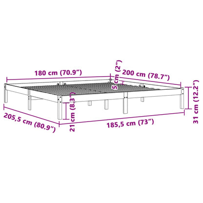 Bed Frame Wax Brown 180x200 cm Super King Solid Wood Pine