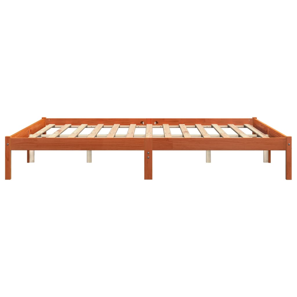 Bed Frame Wax Brown 200x200 cm Solid Wood Pine