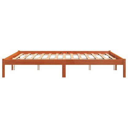 Bed Frame Wax Brown 200x200 cm Solid Wood Pine