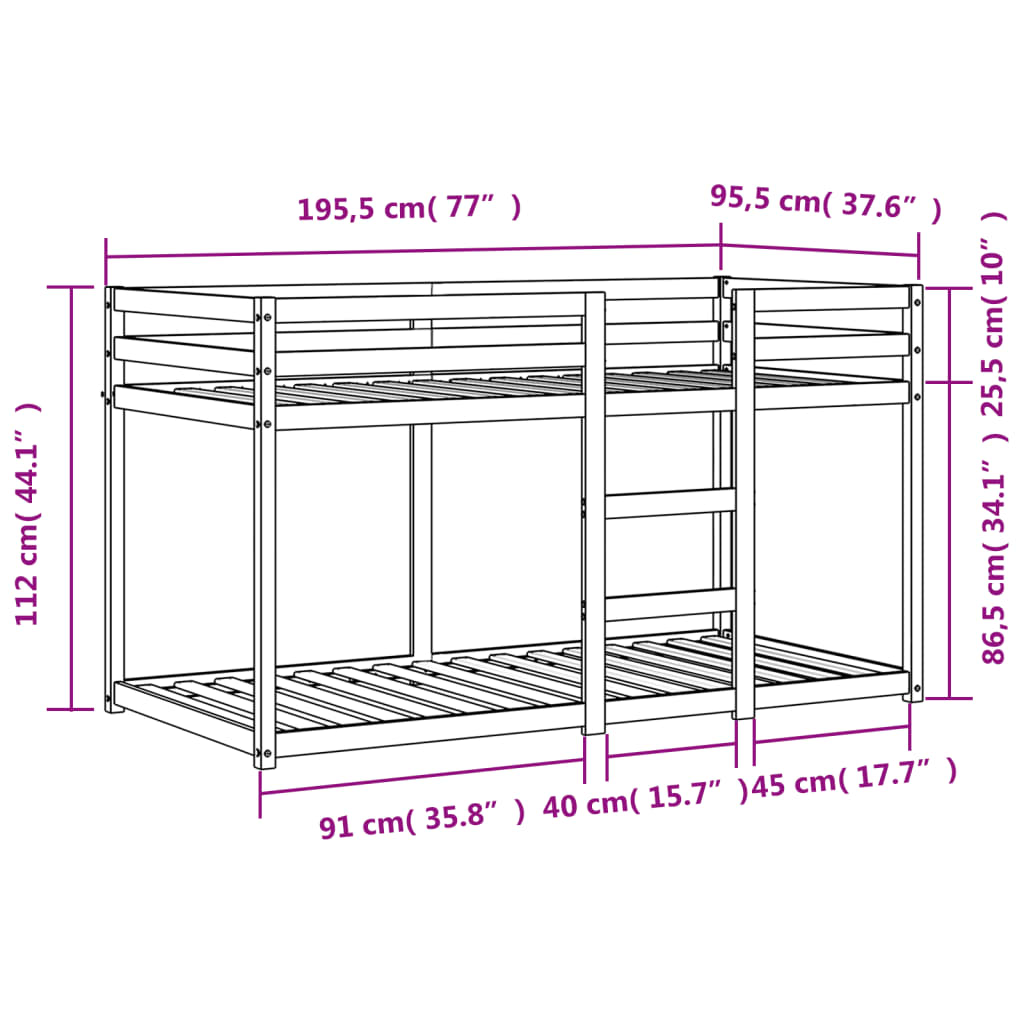 Bunk Bed without Mattress Wax Brown 90x190 cm Single Solid Wood Pine