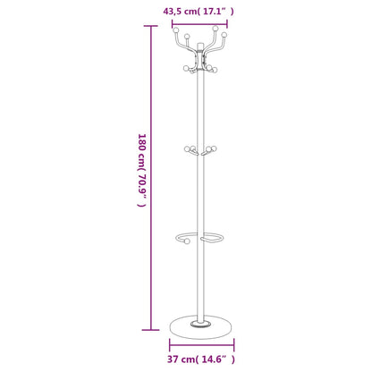 Coat Stand with Umbrella Holder White 180 cm Powder-coated Iron