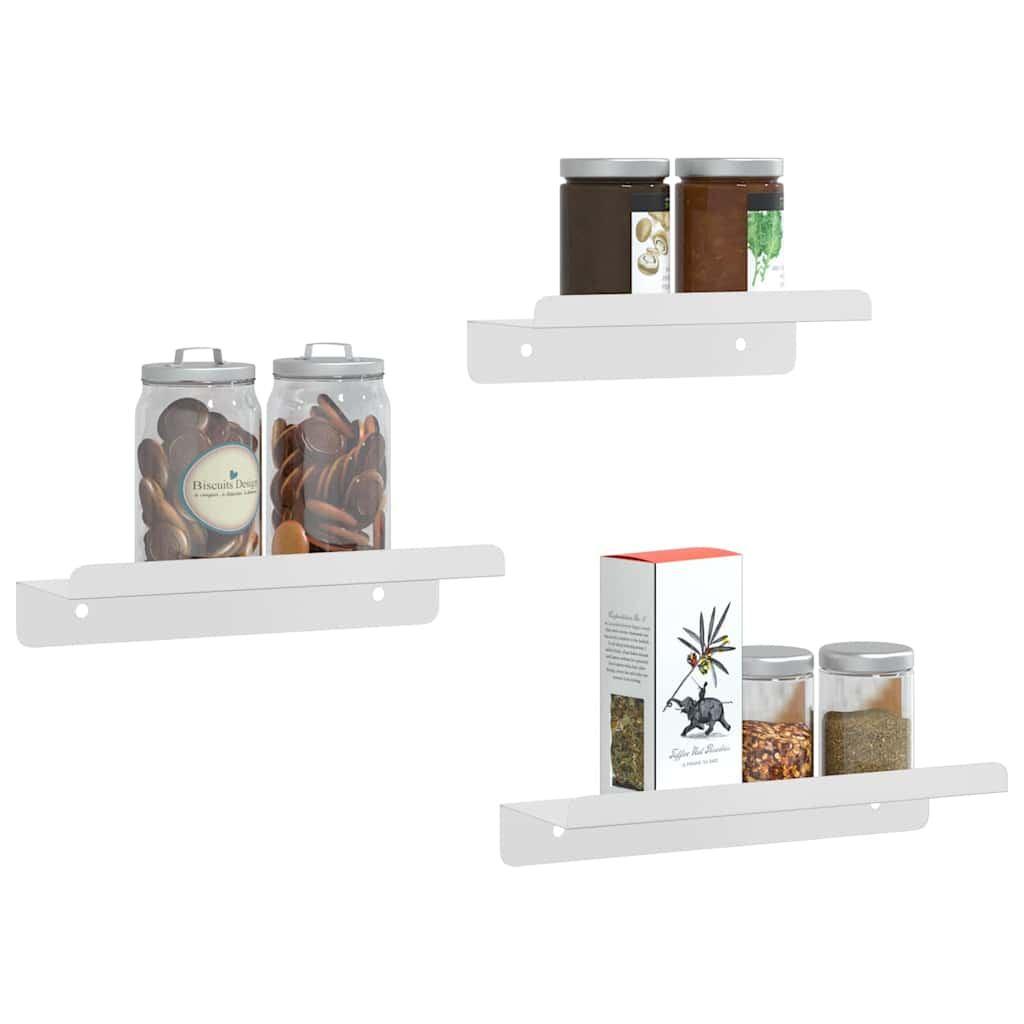 Wall Shelves 3 pcs Silver Stainless Steel