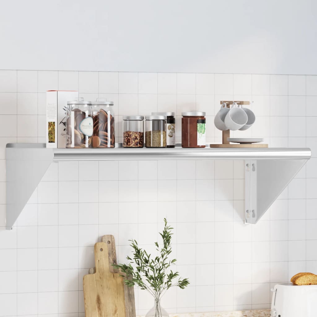 Wall Shelf 100x45x31 cm Silver Stainless Steel